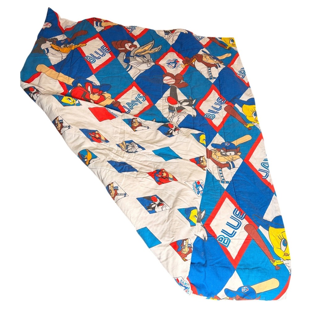 Vintage 1994 Toronto Blue Jays MLB Looney Tunes Comforter Marimac Reversible 90s